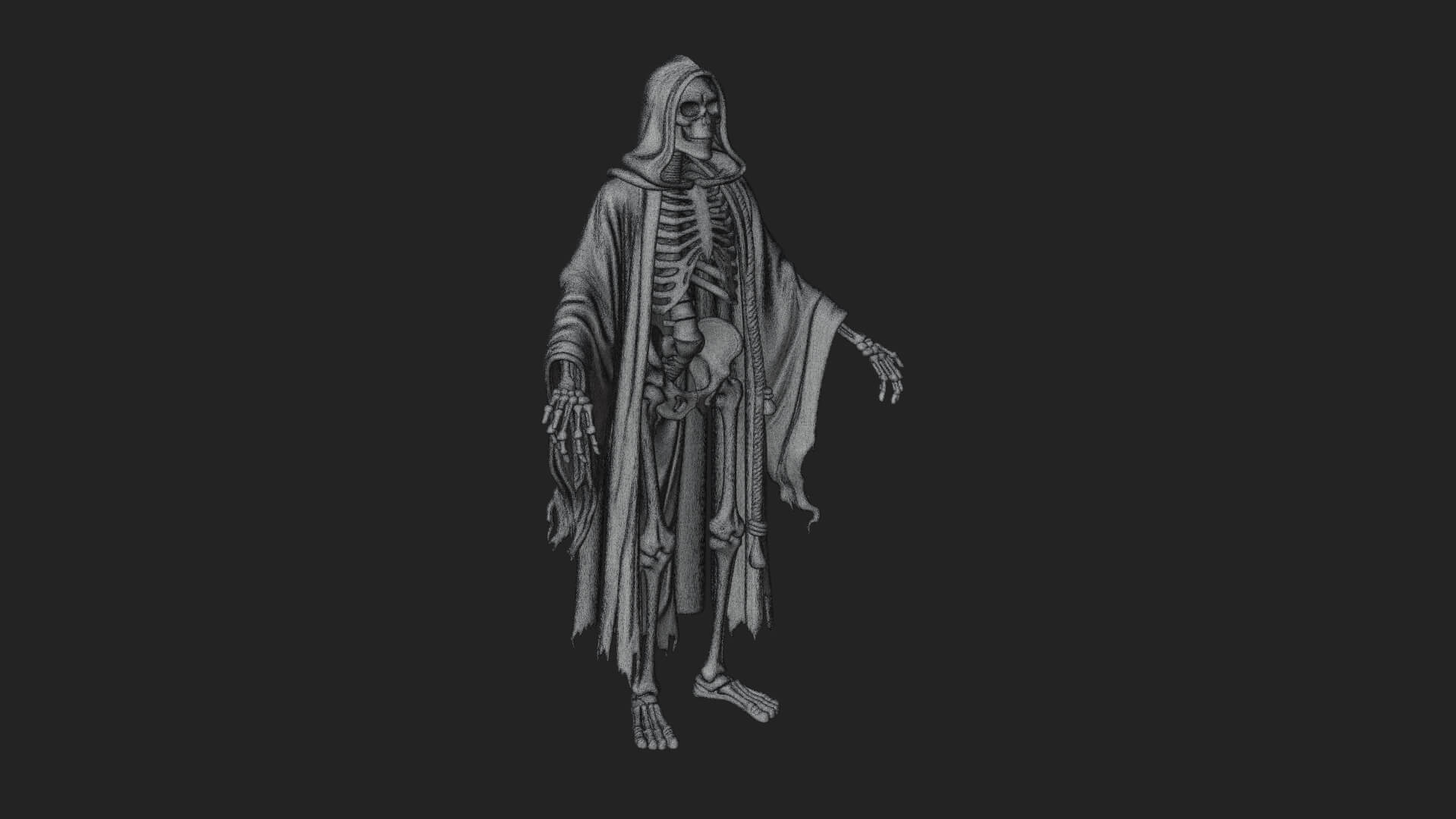 Hooded Skeleton Reaper Statue Design 19 3D Print Model 3D Model