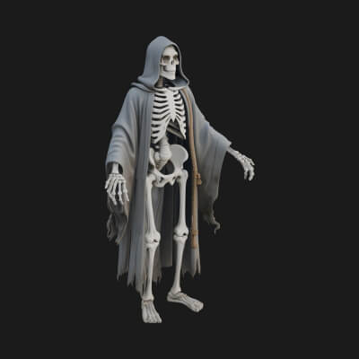 Hooded Skeleton Reaper Statue Design 19 3D Print Model