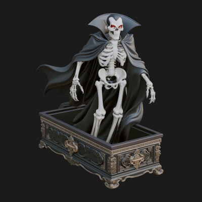 Hooded Skeleton Reaper Statue Design 2 3D Print Model