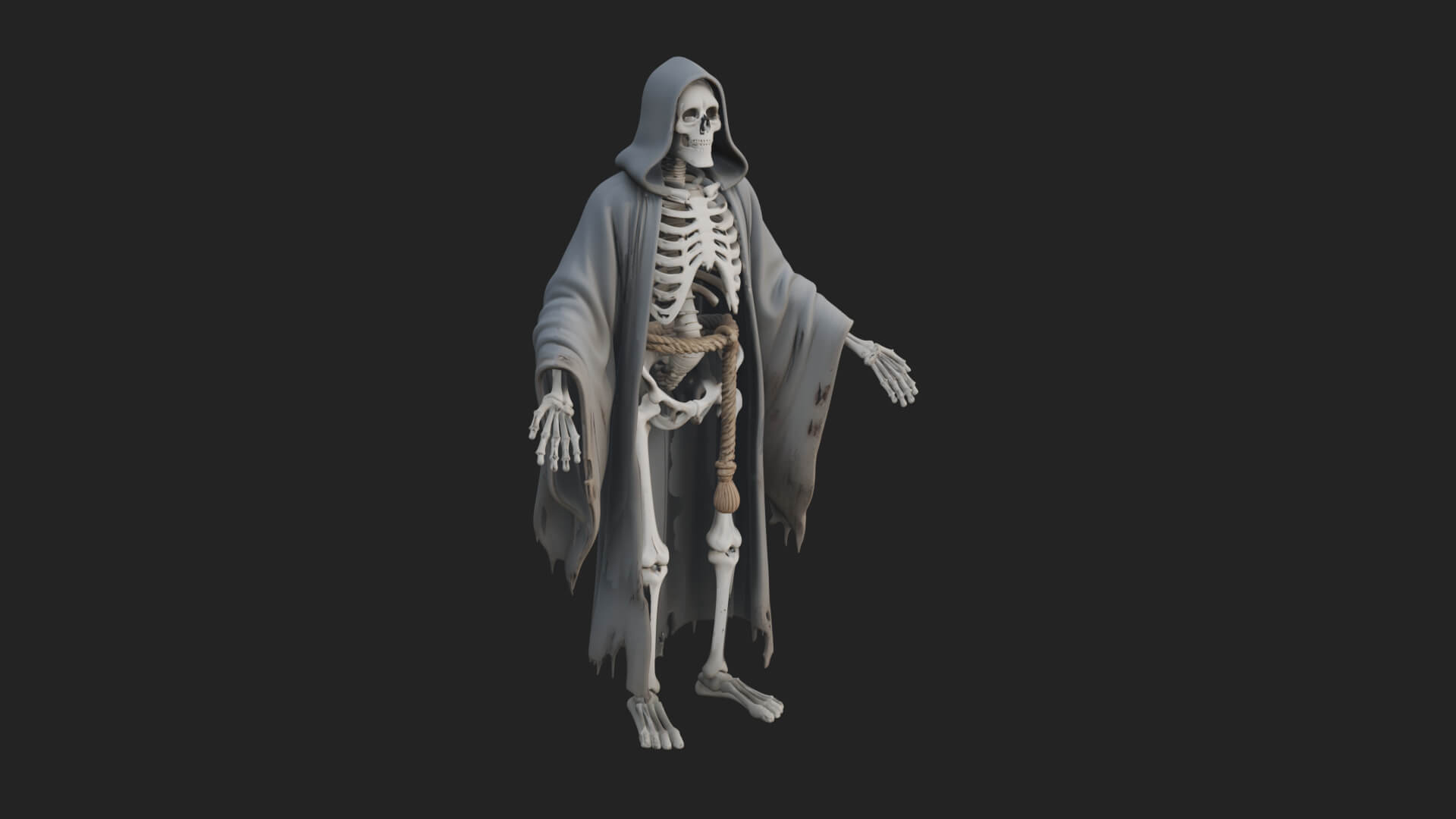 Hooded Skeleton Reaper Statue Design 21 3D Print Model 3D Model