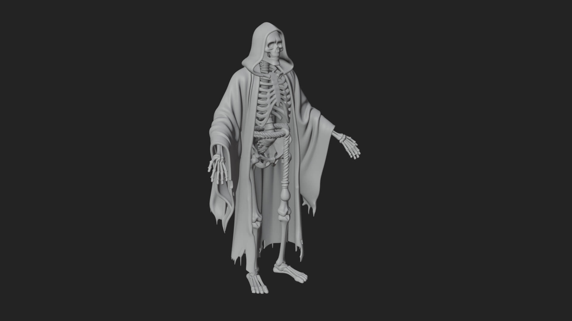 Hooded Skeleton Reaper Statue Design 21 3D Print Model 3D Model