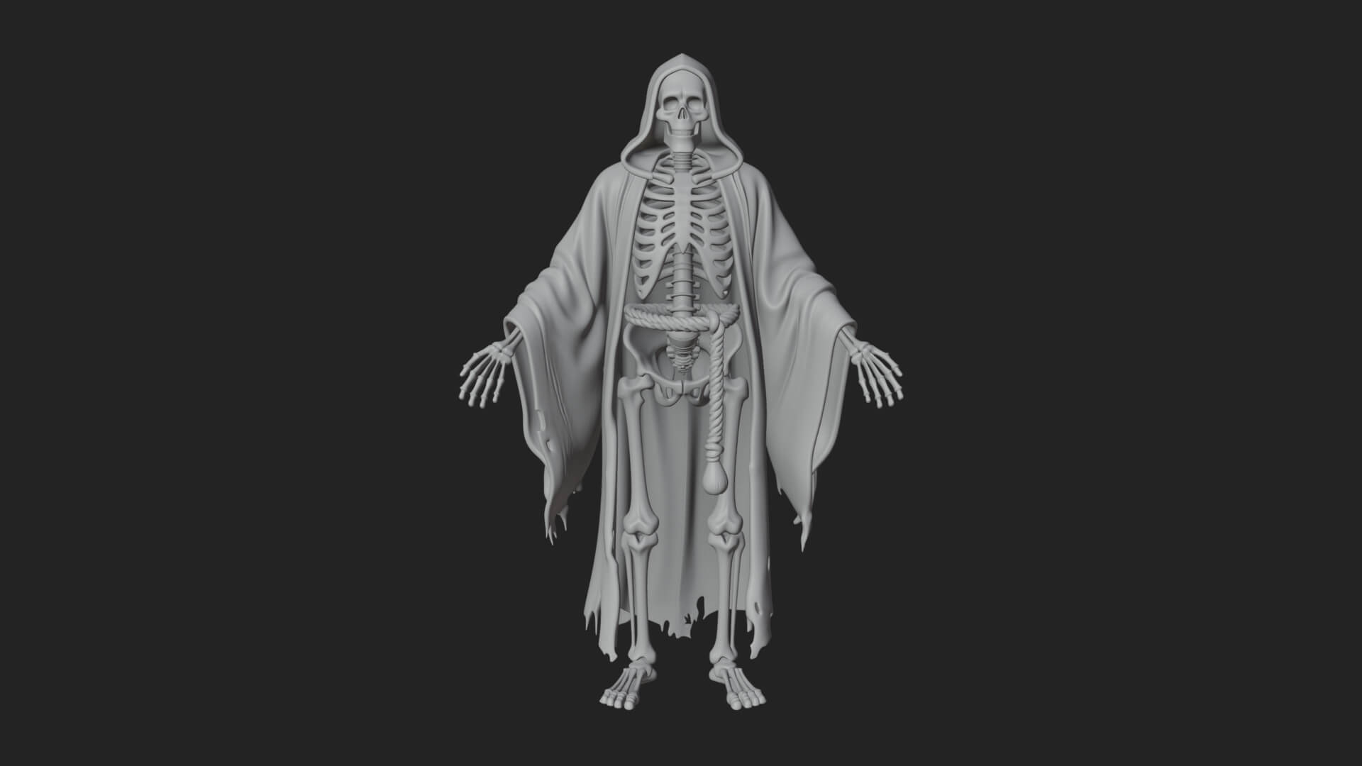 Hooded Skeleton Reaper Statue Design 21 3D Print Model 3D Model