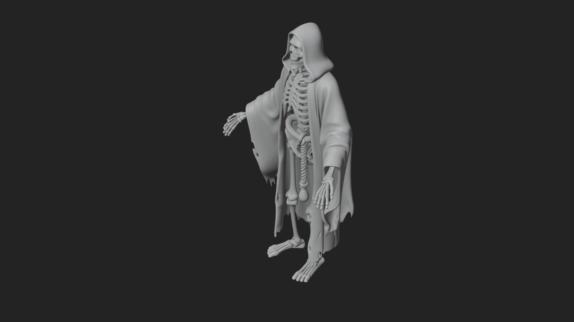 Hooded Skeleton Reaper Statue Design 21 3D Print Model 3D Model