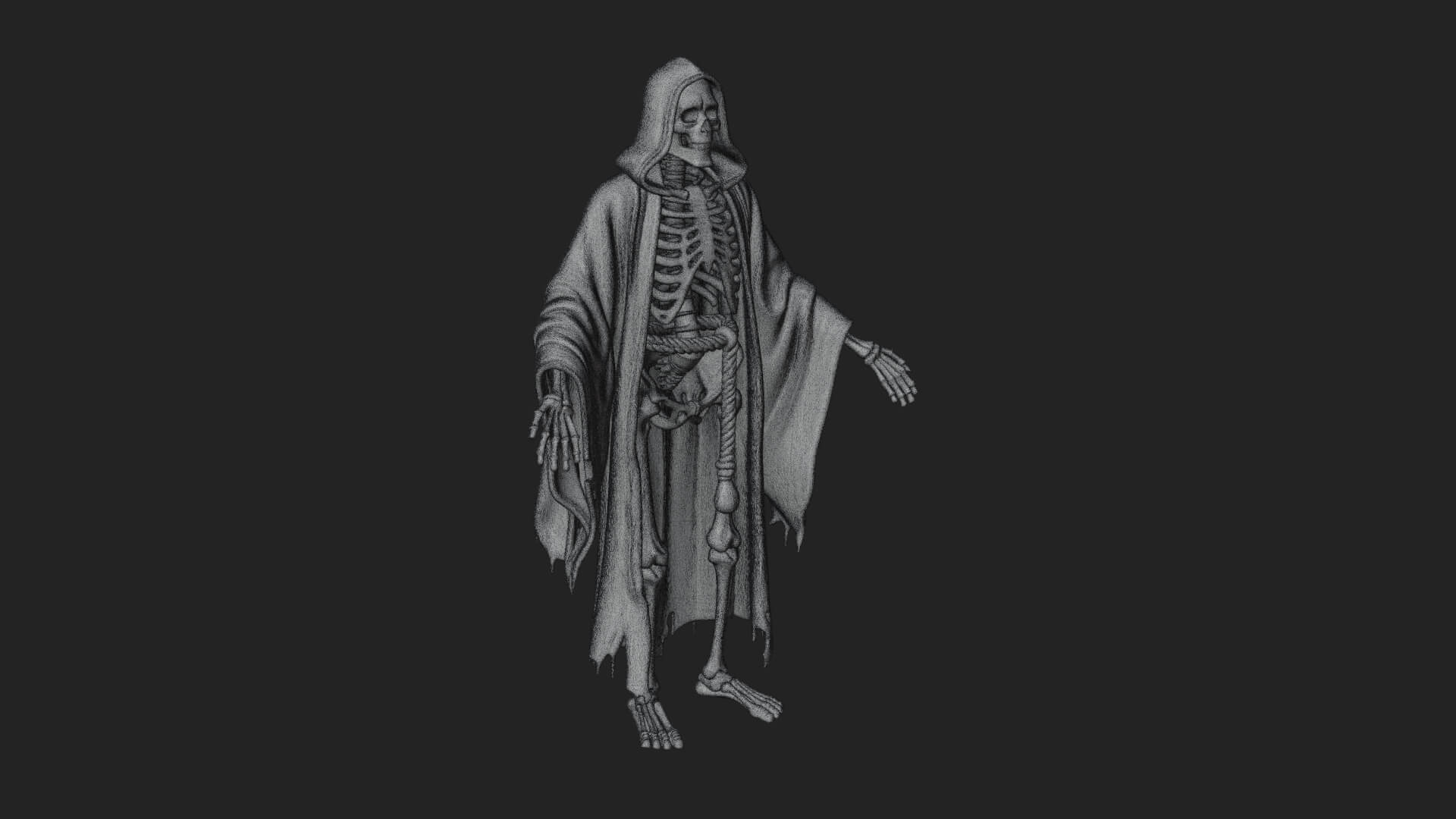 Hooded Skeleton Reaper Statue Design 21 3D Print Model 3D Model