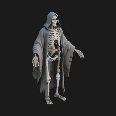 Hooded Skeleton Reaper Statue Design 21 3D Print Model