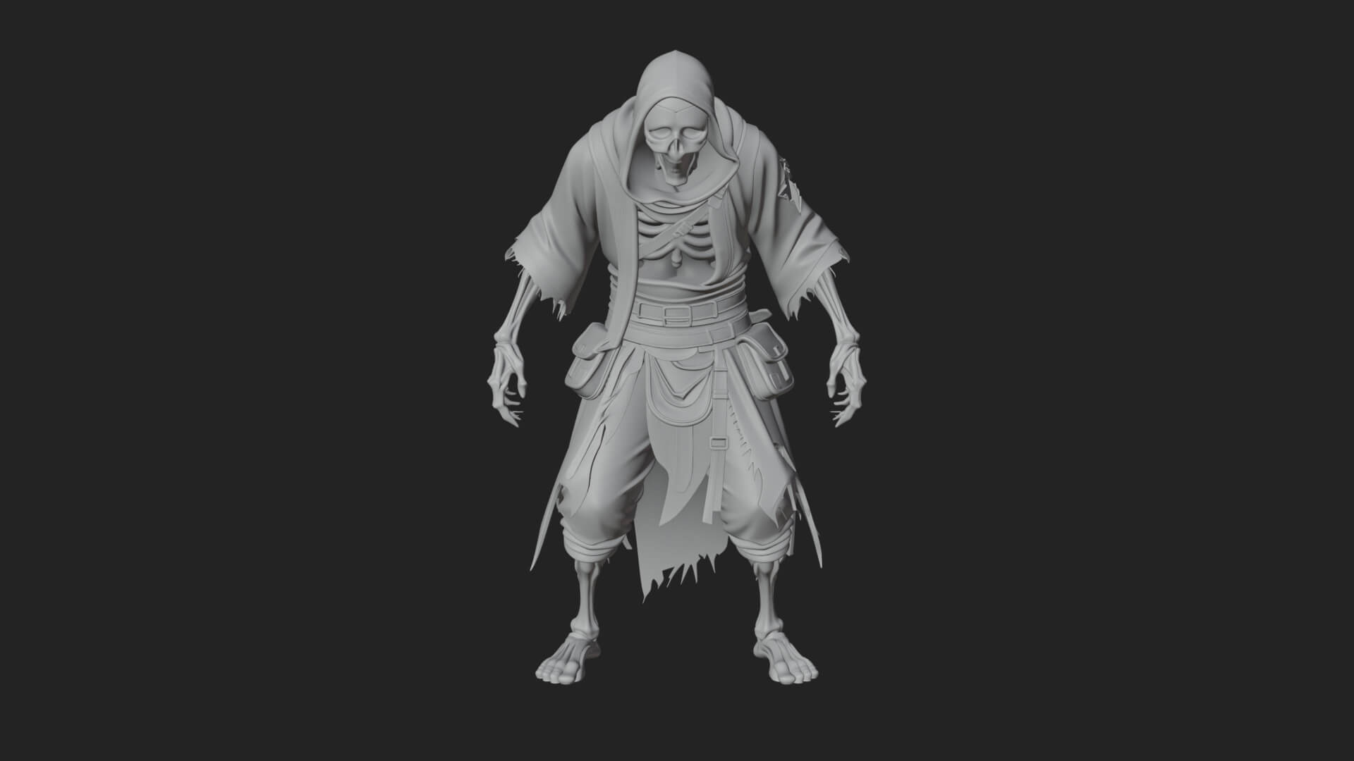 Hooded Skeleton Reaper Statue Design 22 3D Print Model 3D Model