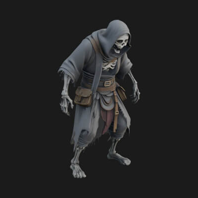 Hooded Skeleton Reaper Statue Design 22 3D Print Model