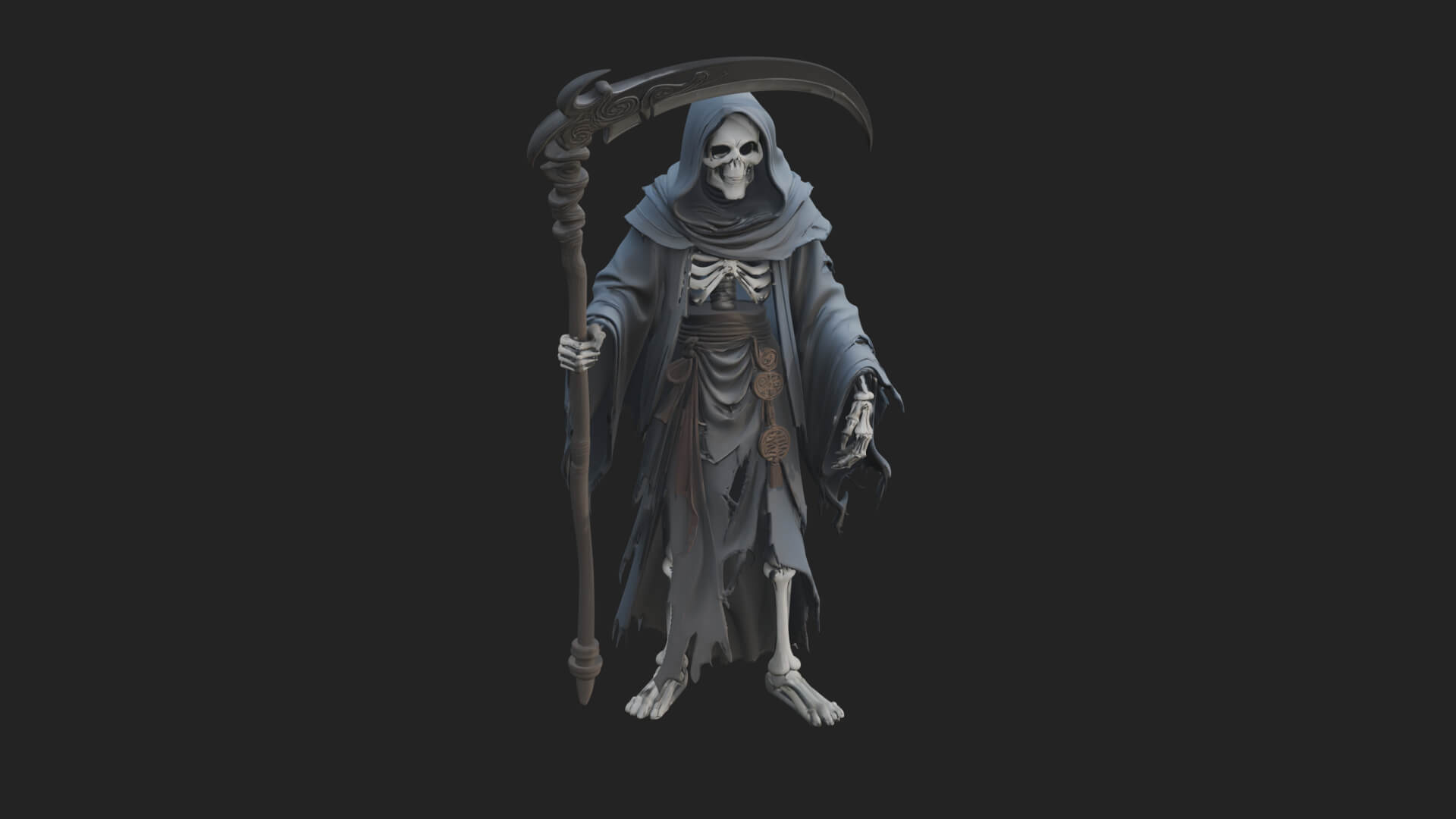 Hooded Skeleton Reaper Statue Design 23 3D Print Model 3D Model