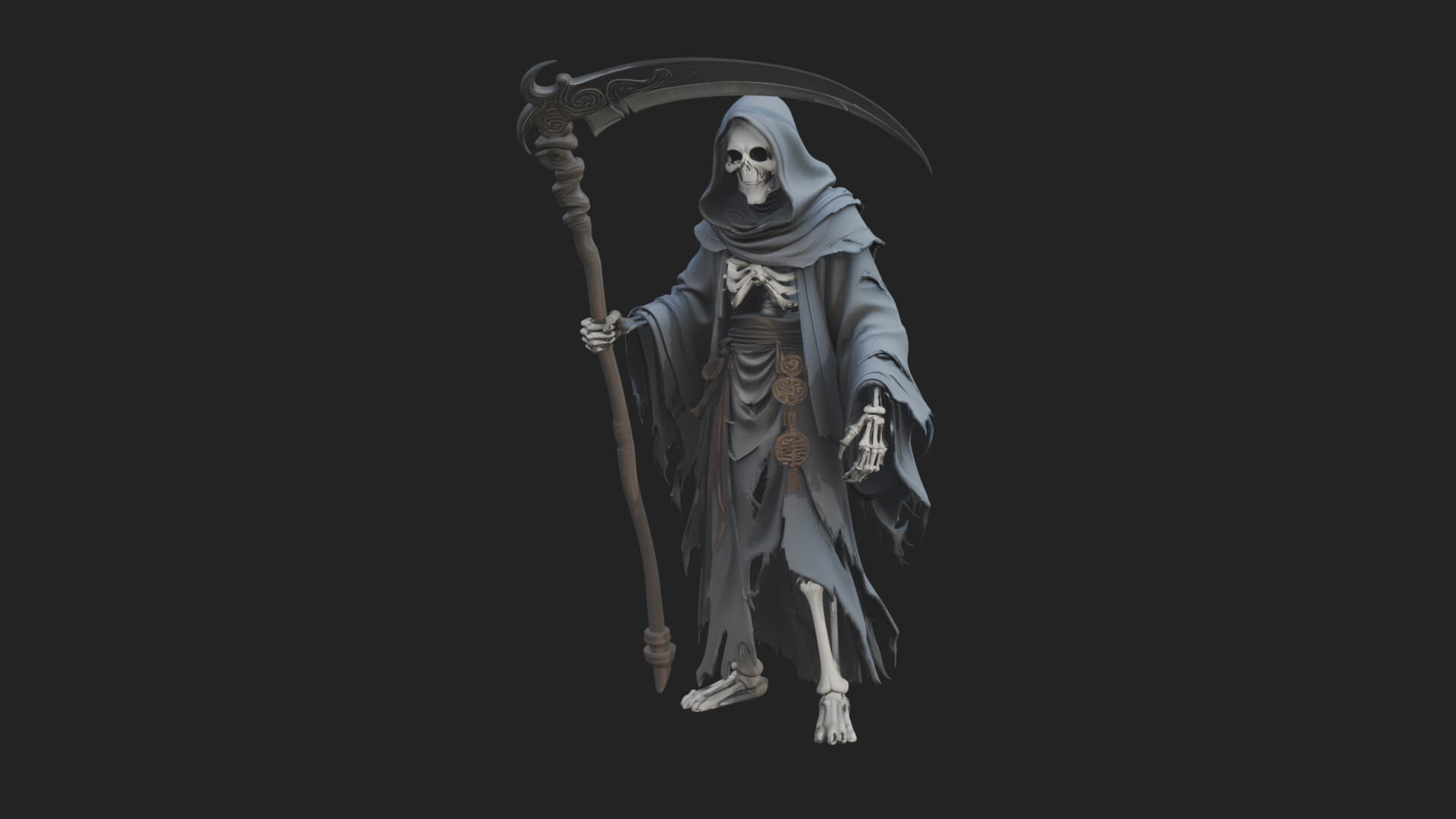 Hooded Skeleton Reaper Statue Design 23 3D Print Model 3D Model