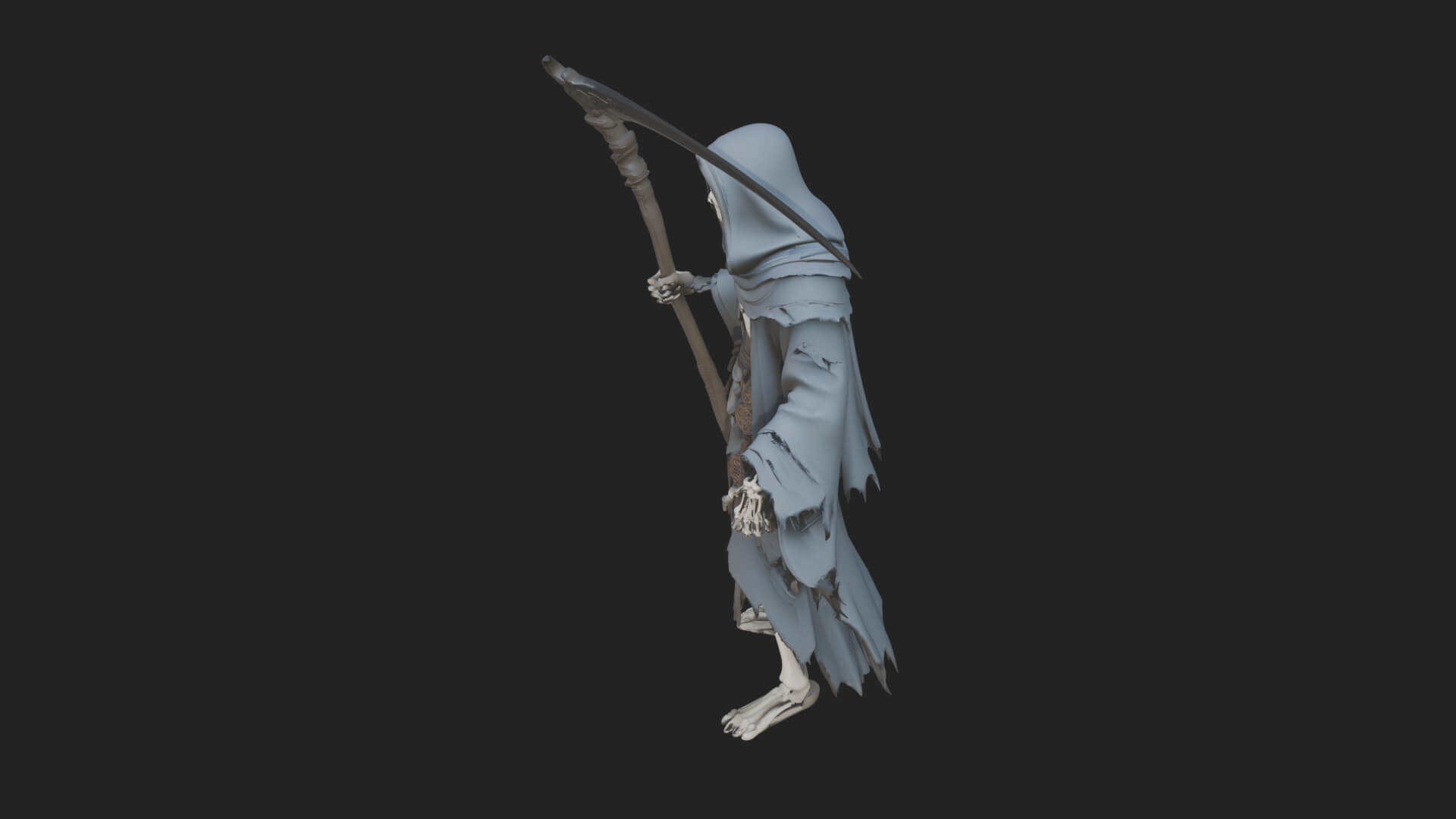 Hooded Skeleton Reaper Statue Design 23 3D Print Model 3D Model