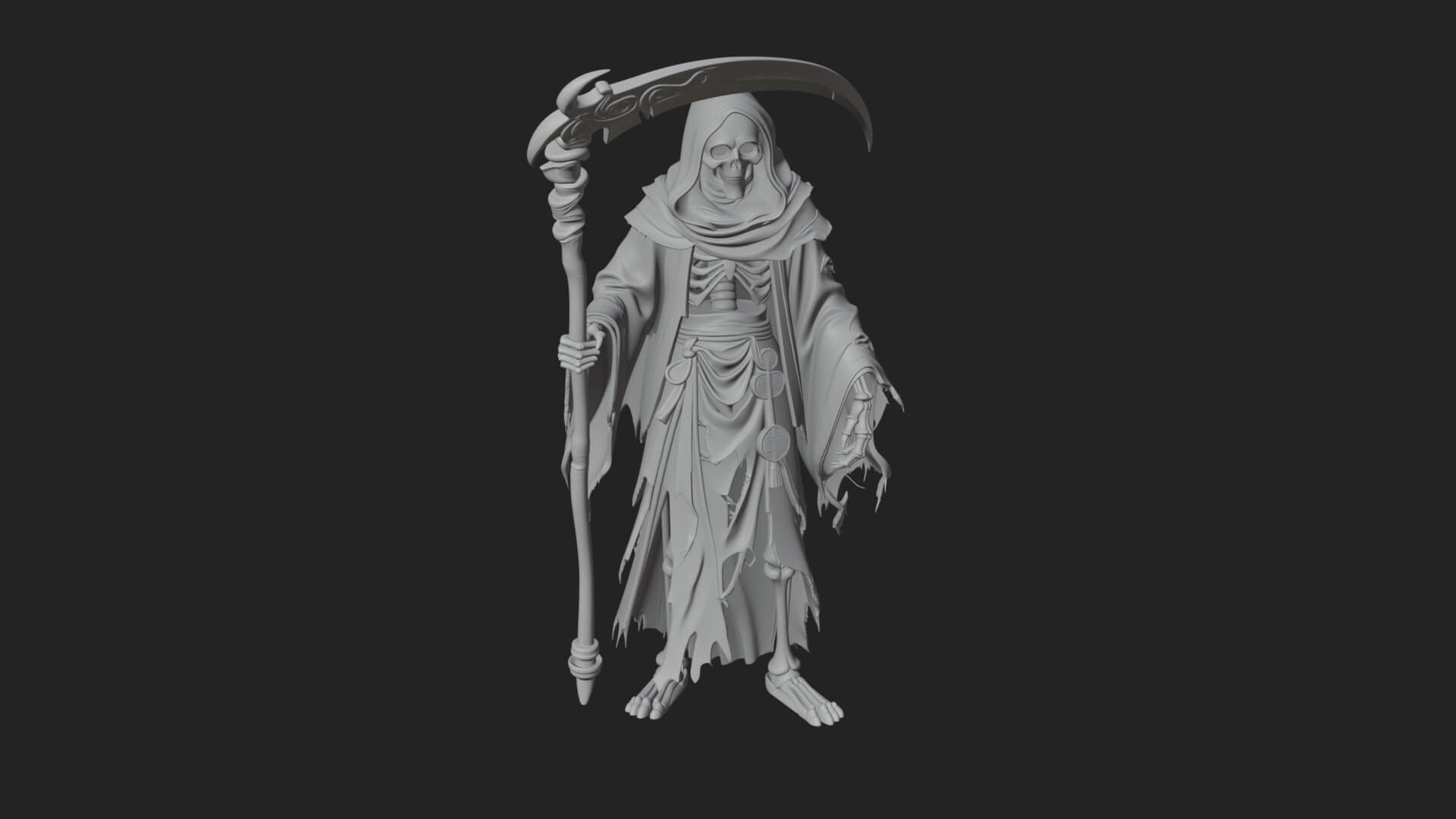 Hooded Skeleton Reaper Statue Design 23 3D Print Model 3D Model