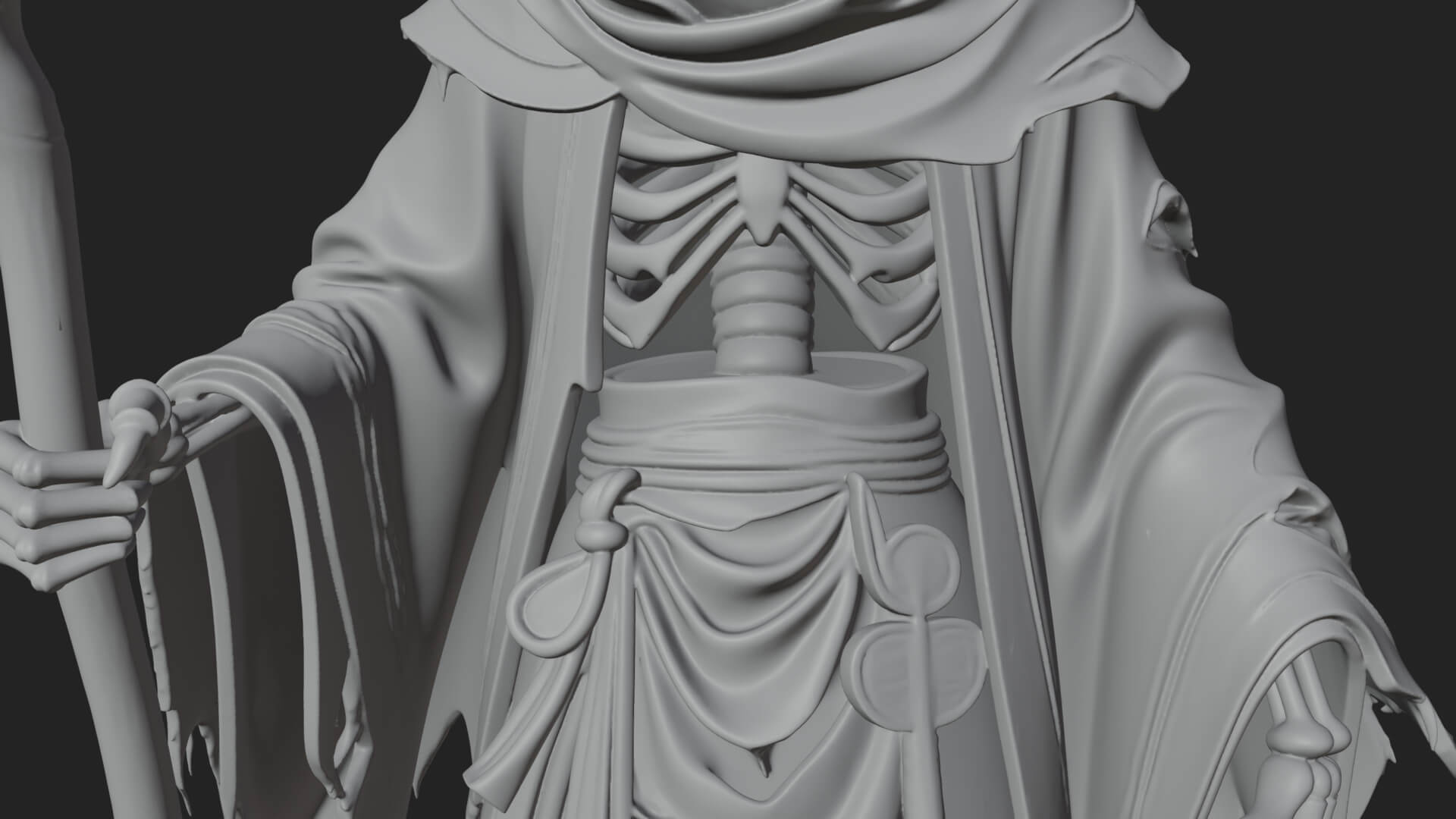 Hooded Skeleton Reaper Statue Design 23 3D Print Model 3D Model