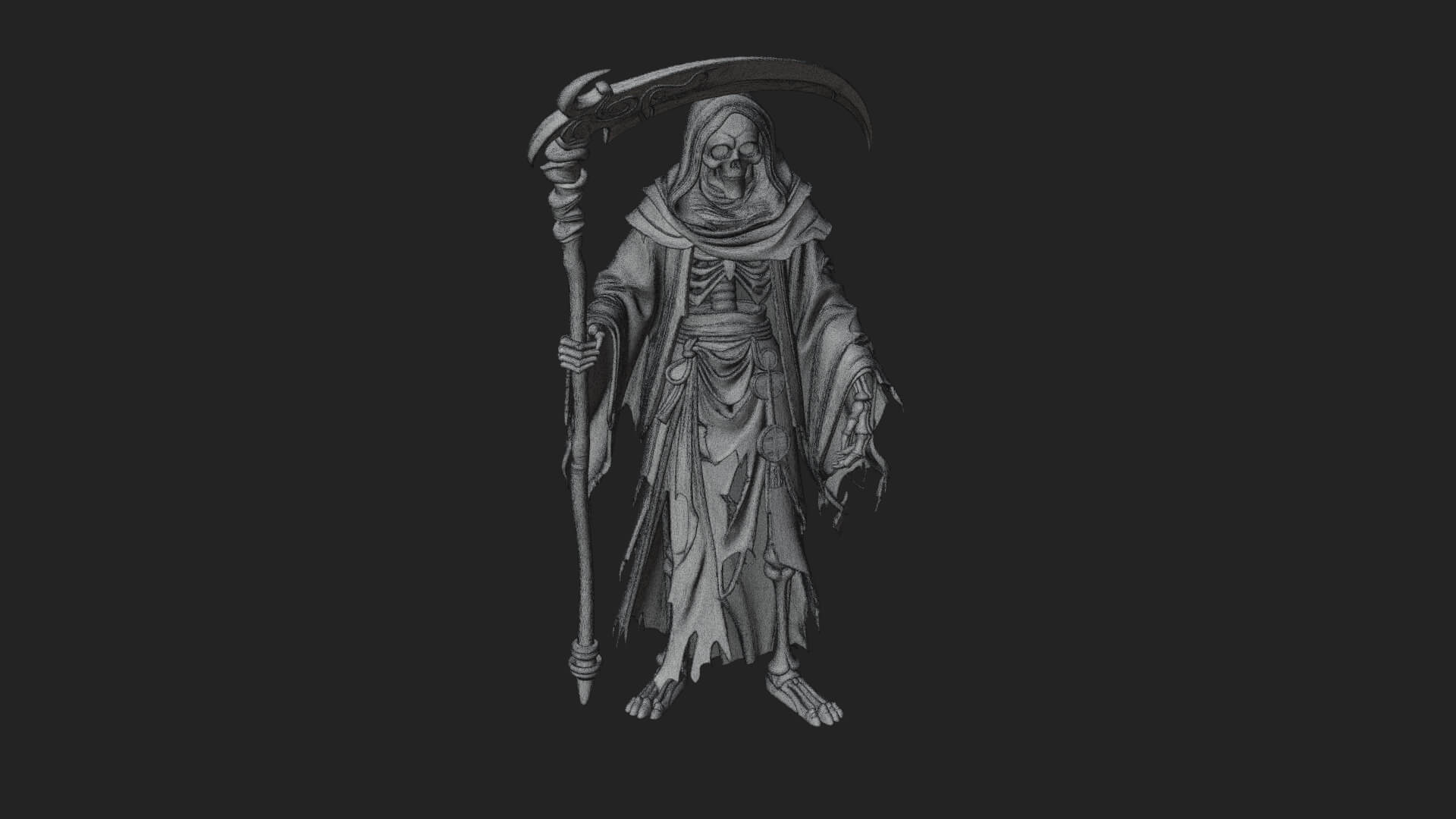 Hooded Skeleton Reaper Statue Design 23 3D Print Model 3D Model