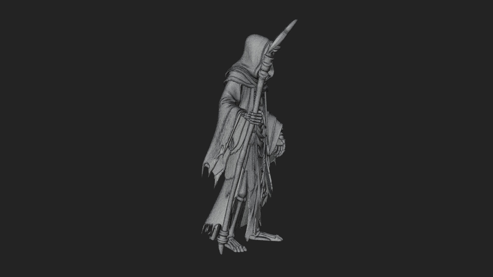 Hooded Skeleton Reaper Statue Design 23 3D Print Model 3D Model