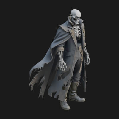 Hooded Skeleton Reaper Statue Design 24 3D Print Model