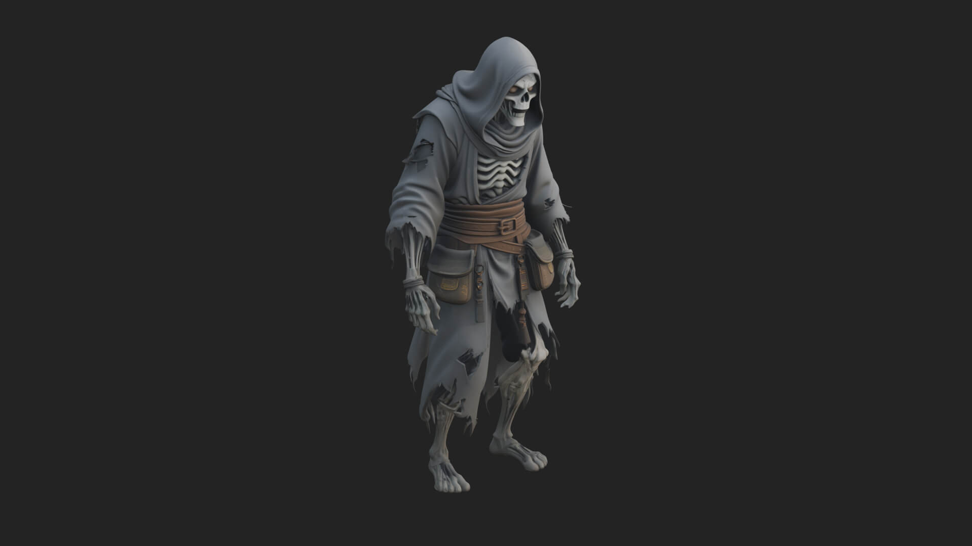 Hooded Skeleton Reaper Statue Design 25 3D Print Model 3D Model