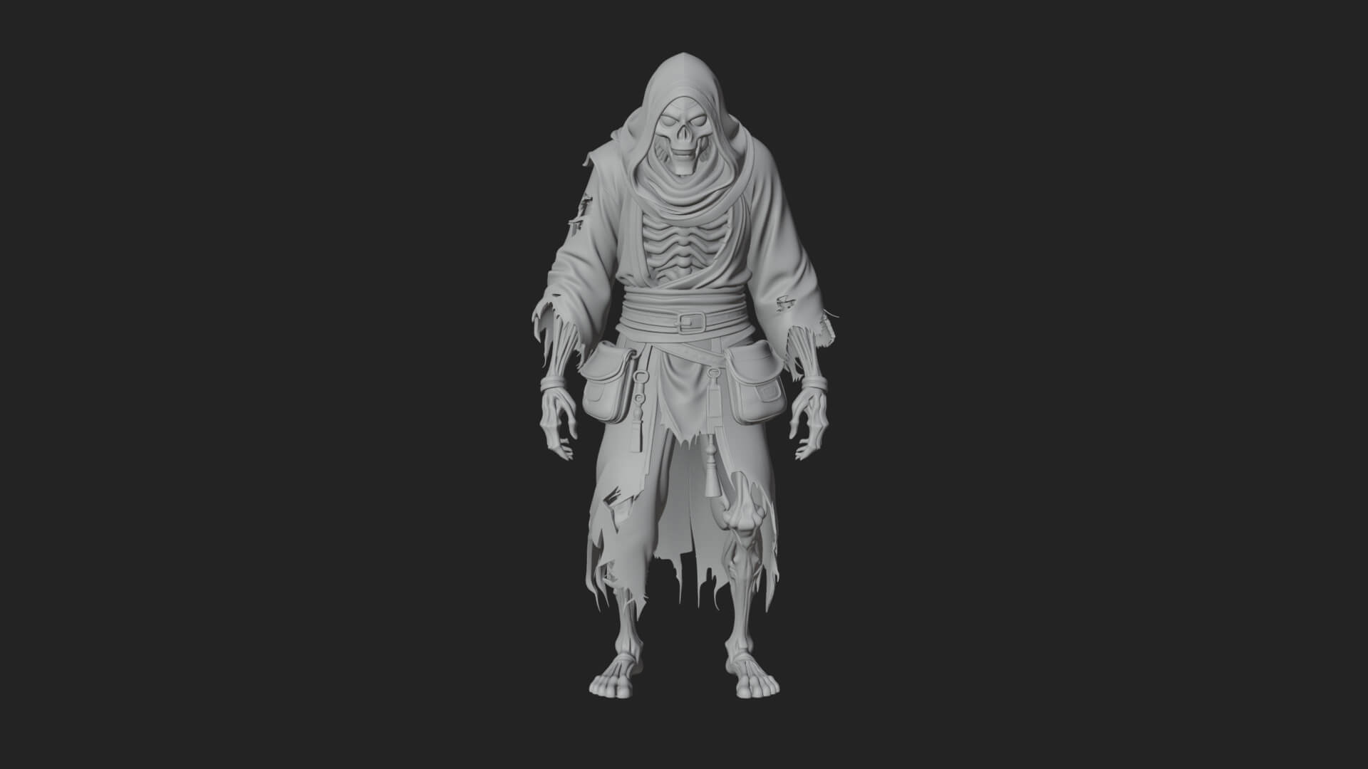 Hooded Skeleton Reaper Statue Design 25 3D Print Model 3D Model