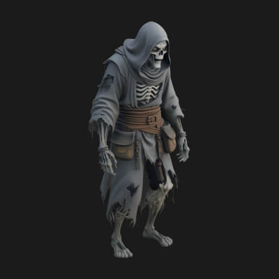 Hooded Skeleton Reaper Statue Design 25 3D Print Model