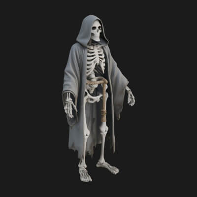 Hooded Skeleton Reaper Statue Design 27 3D Print Model