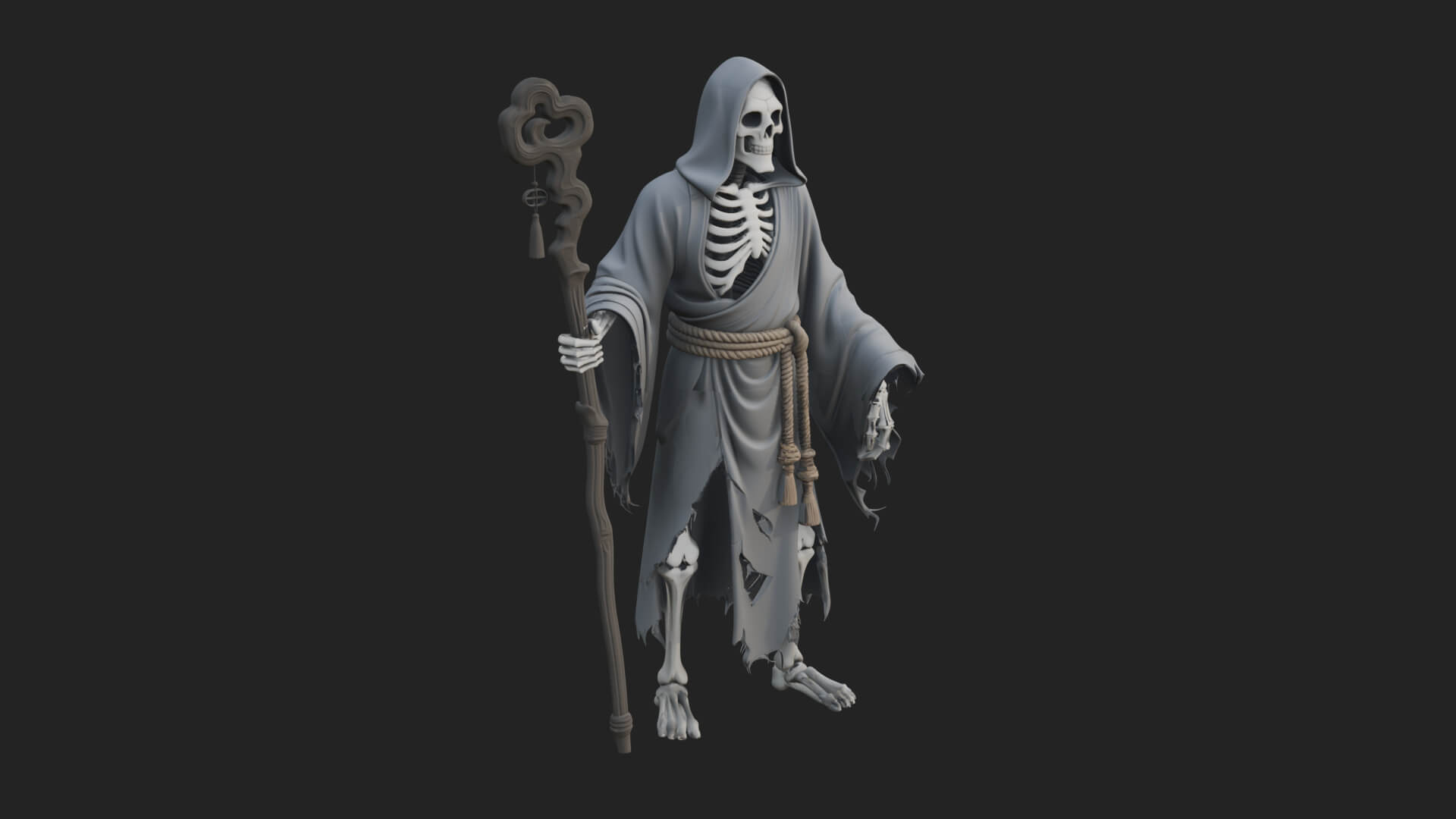 Hooded Skeleton Reaper Statue Design 28 3D Print Model 3D Model