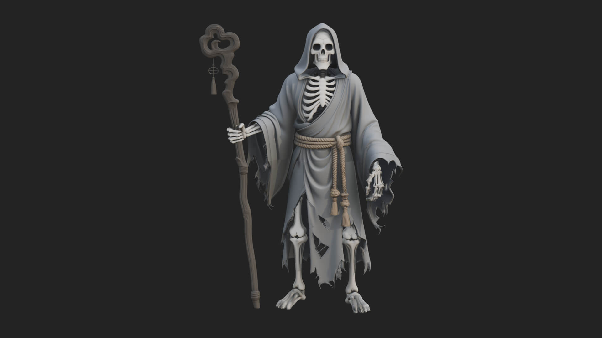Hooded Skeleton Reaper Statue Design 28 3D Print Model 3D Model