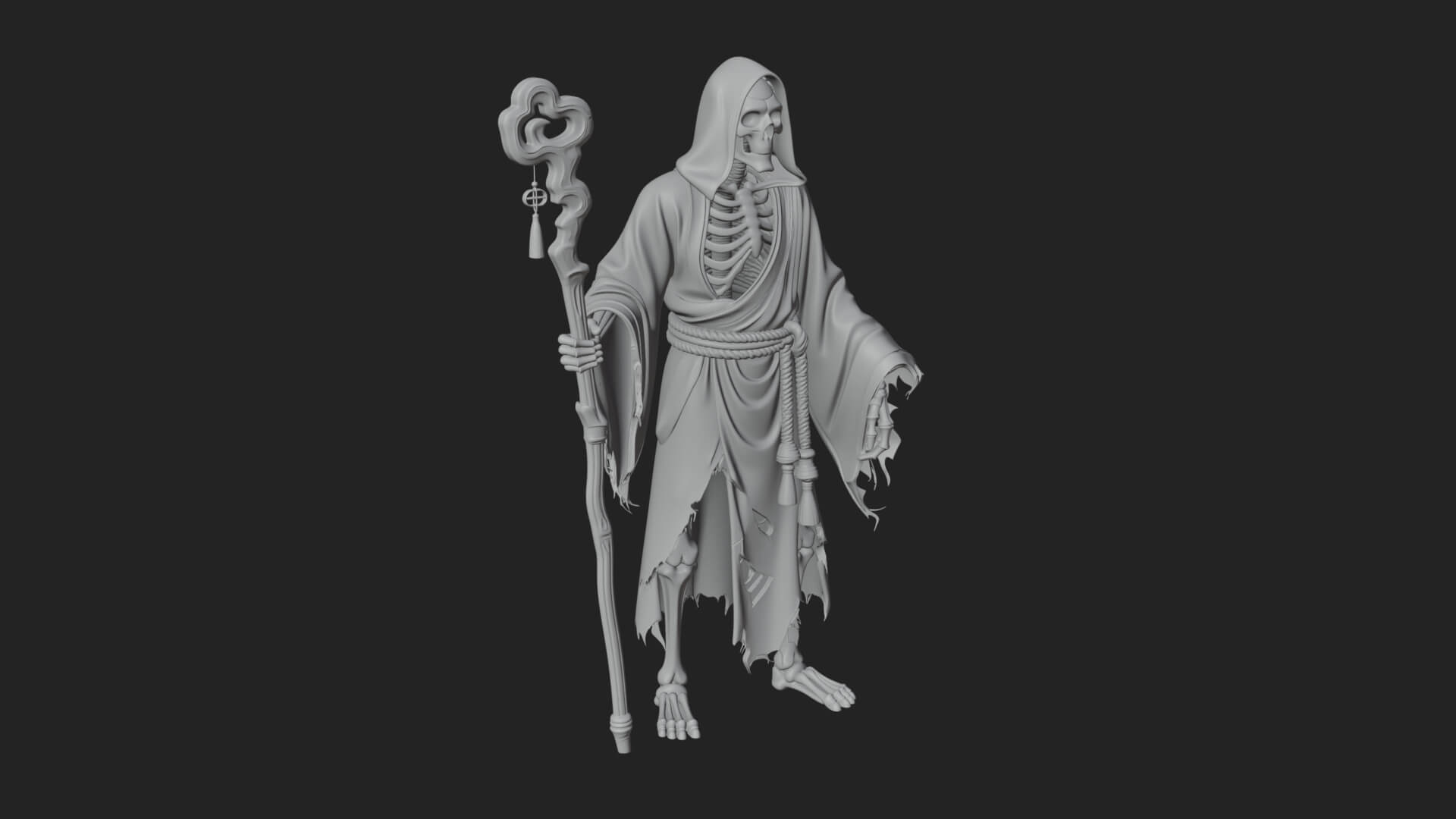 Hooded Skeleton Reaper Statue Design 28 3D Print Model 3D Model