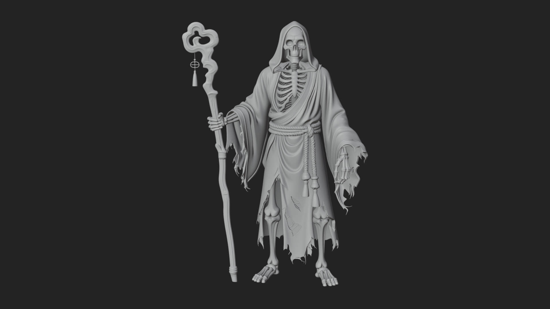 Hooded Skeleton Reaper Statue Design 28 3D Print Model 3D Model