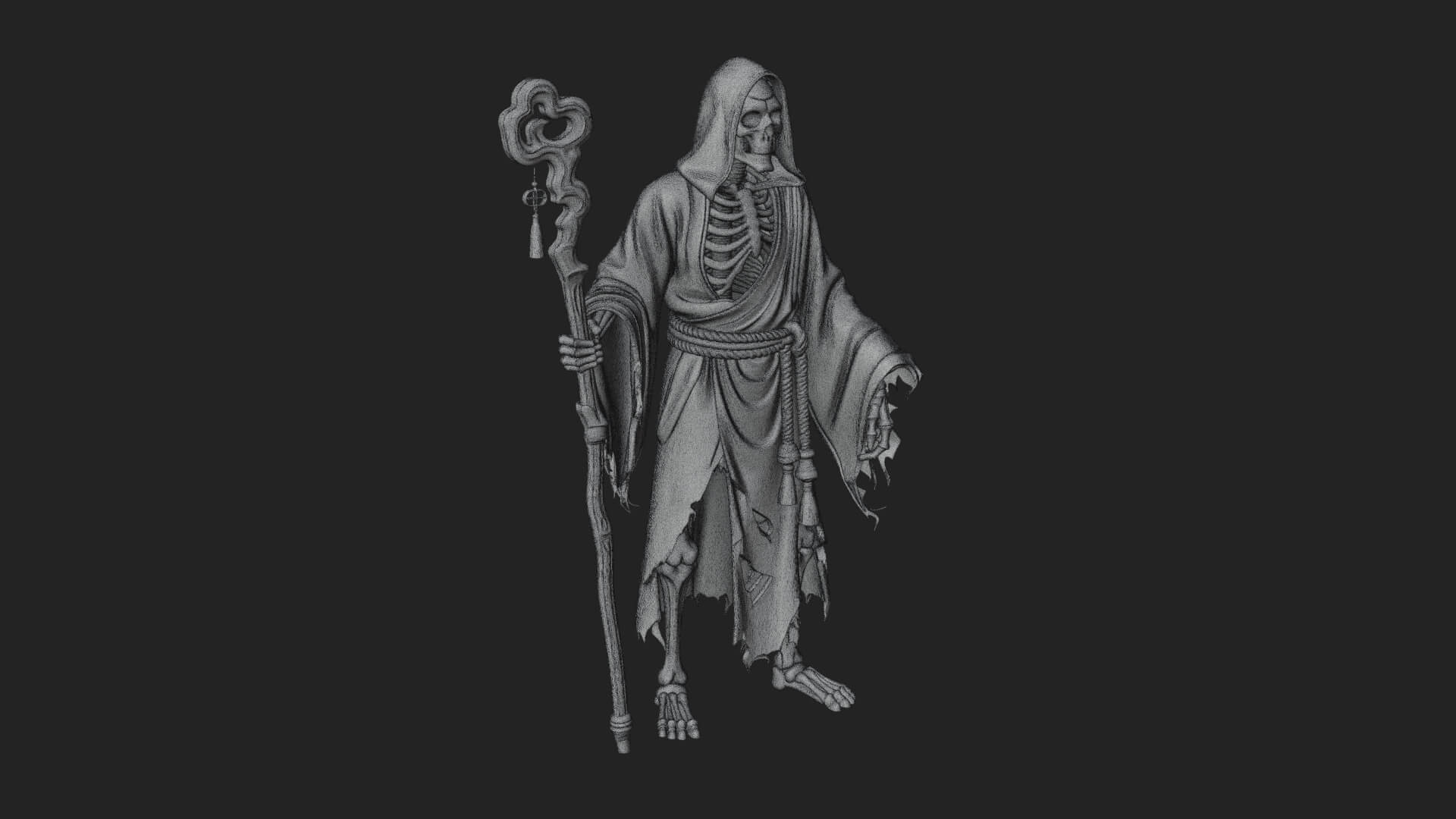 Hooded Skeleton Reaper Statue Design 28 3D Print Model 3D Model