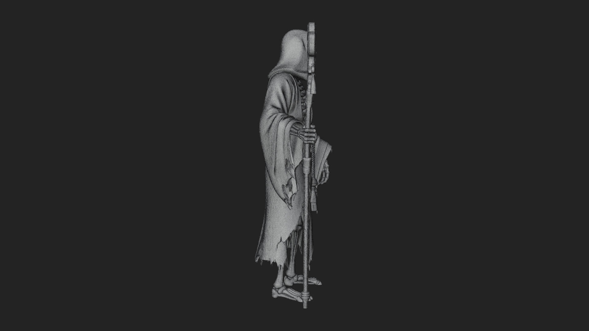 Hooded Skeleton Reaper Statue Design 28 3D Print Model 3D Model