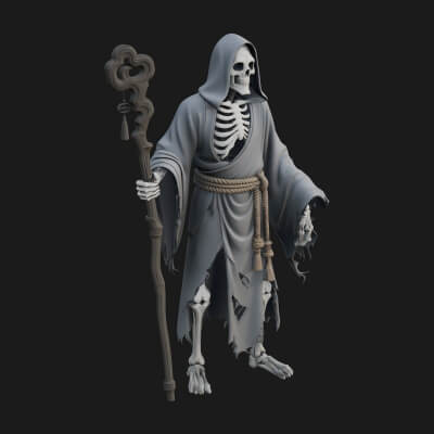 Hooded Skeleton Reaper Statue Design 28 3D Print Model
