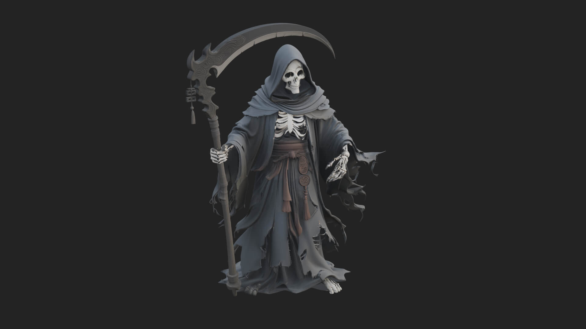 Hooded Skeleton Reaper Statue Design 29 3D Print Model 3D Model