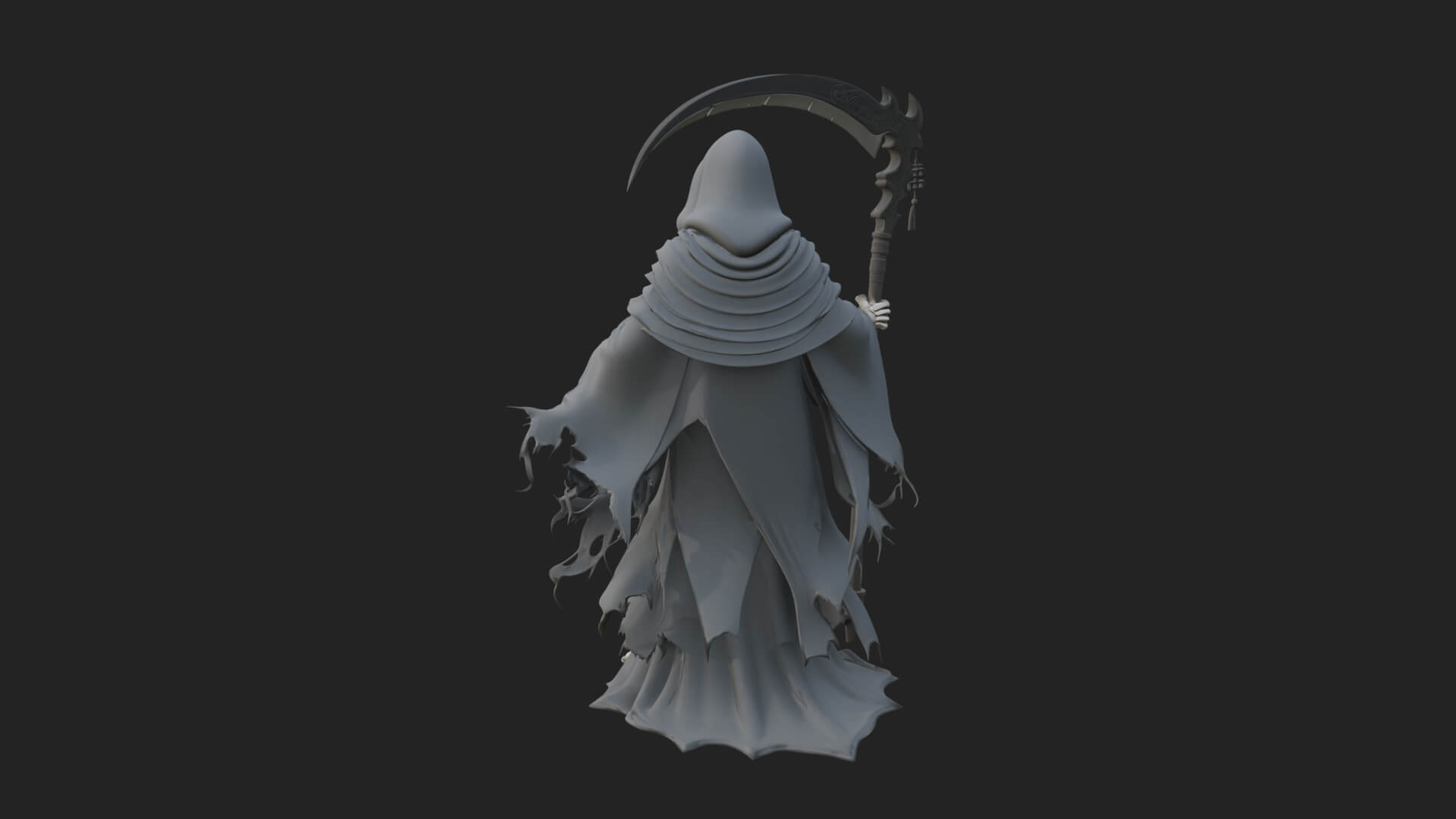 Hooded Skeleton Reaper Statue Design 29 3D Print Model 3D Model