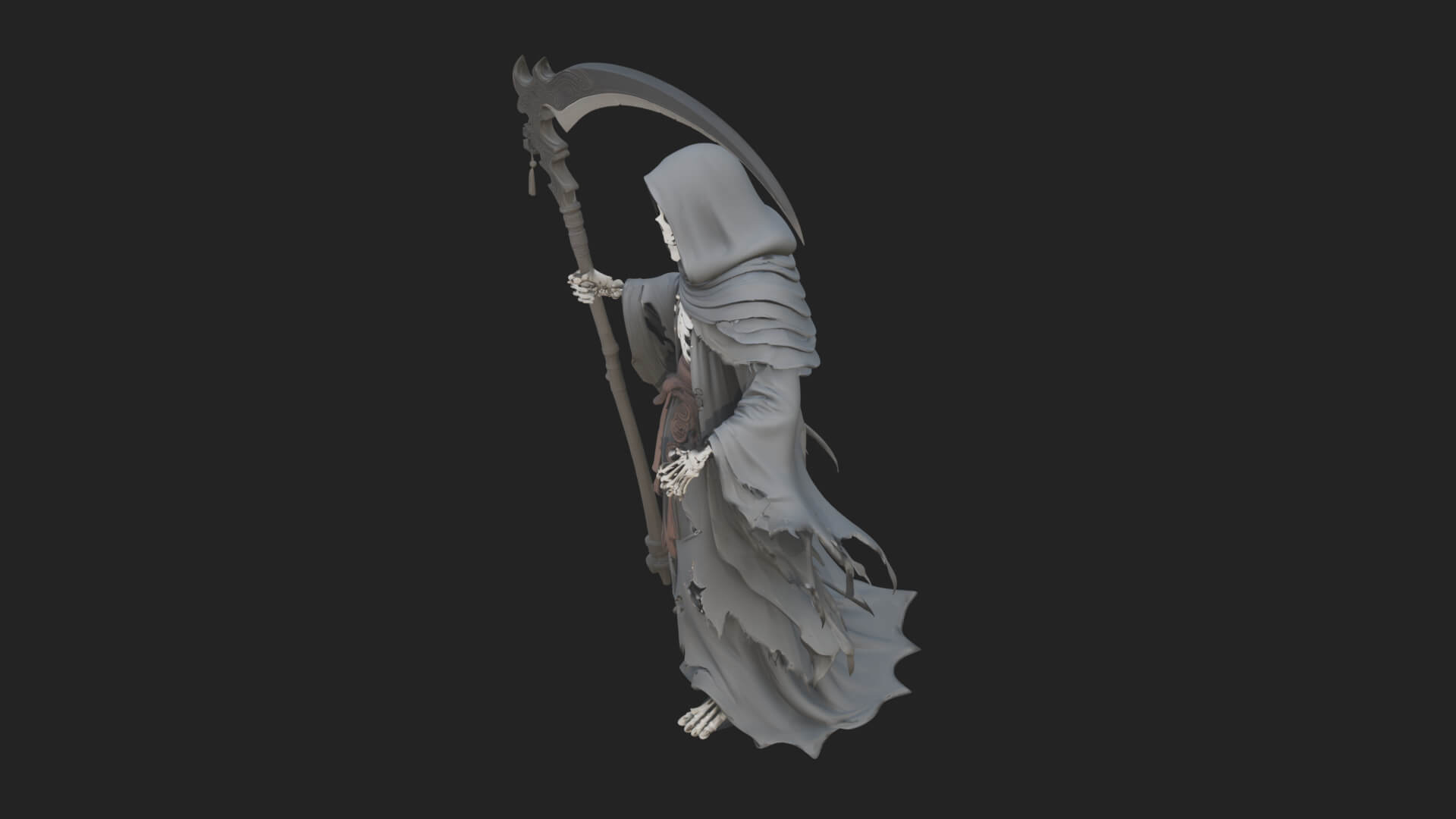 Hooded Skeleton Reaper Statue Design 29 3D Print Model 3D Model
