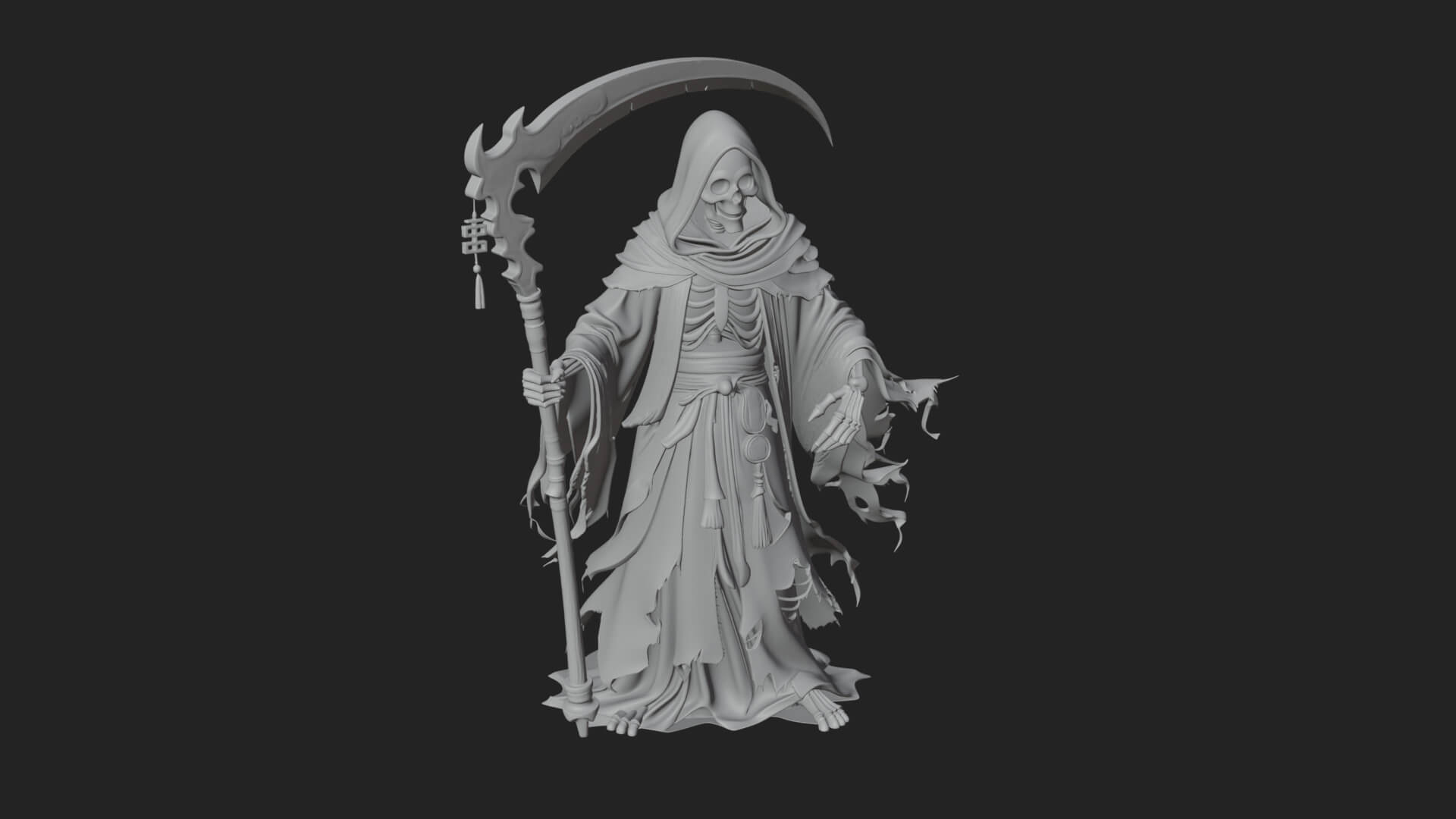Hooded Skeleton Reaper Statue Design 29 3D Print Model 3D Model
