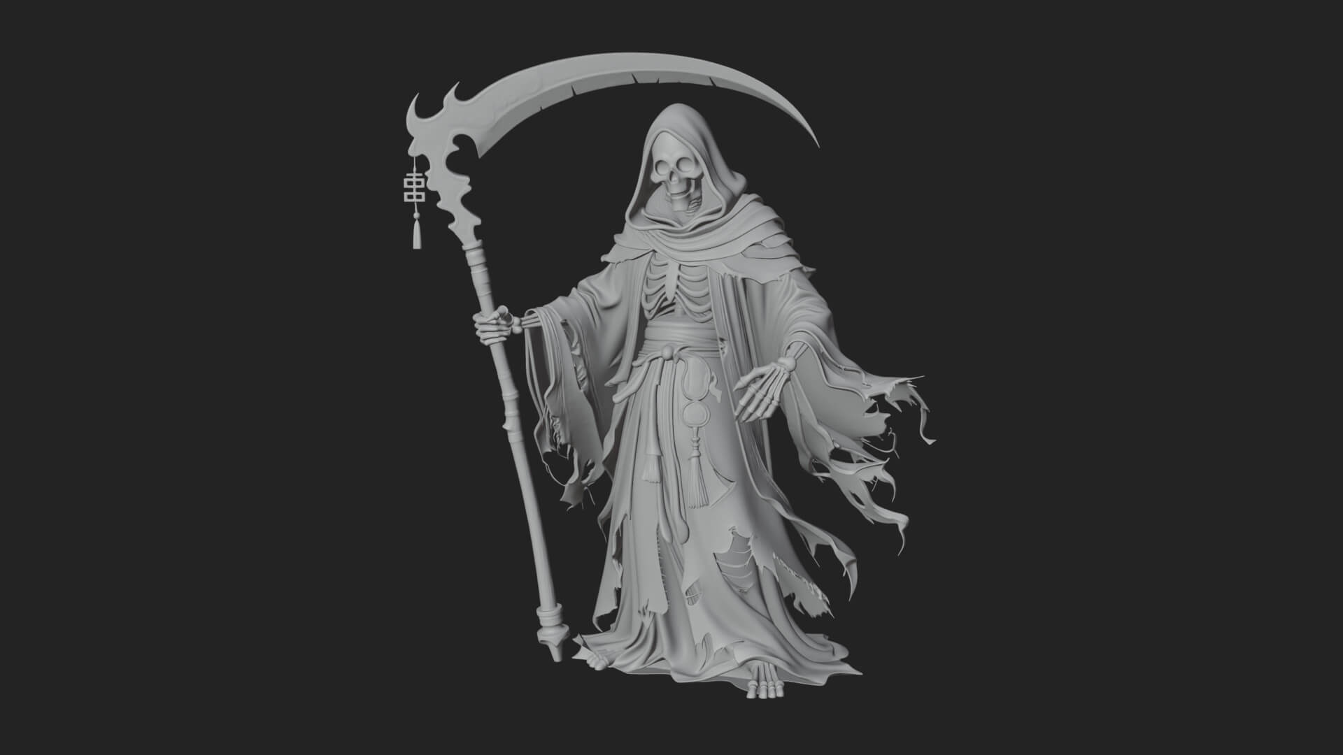 Hooded Skeleton Reaper Statue Design 29 3D Print Model 3D Model
