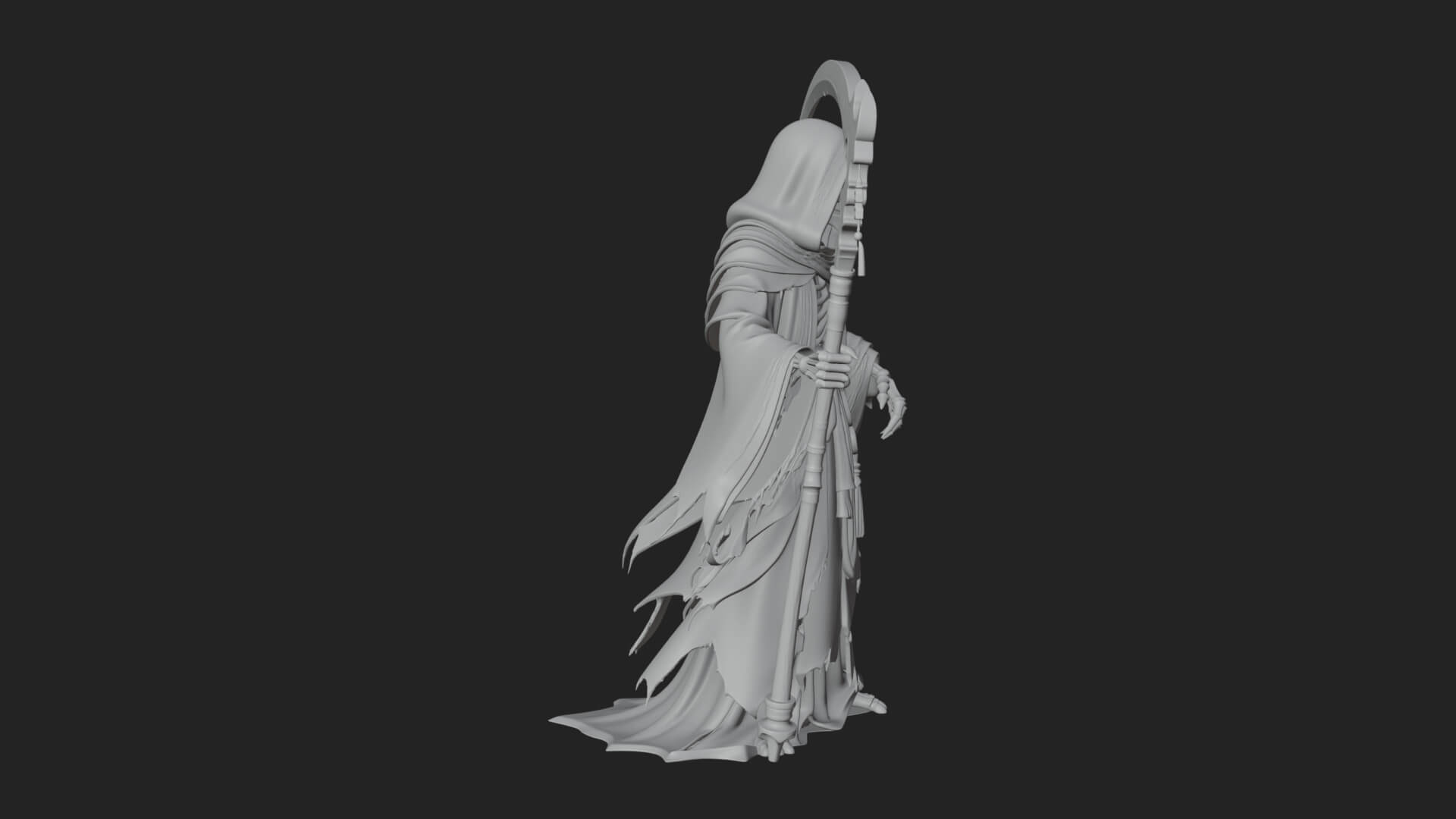 Hooded Skeleton Reaper Statue Design 29 3D Print Model 3D Model