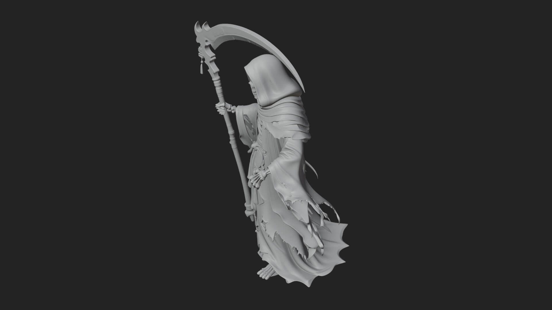 Hooded Skeleton Reaper Statue Design 29 3D Print Model 3D Model