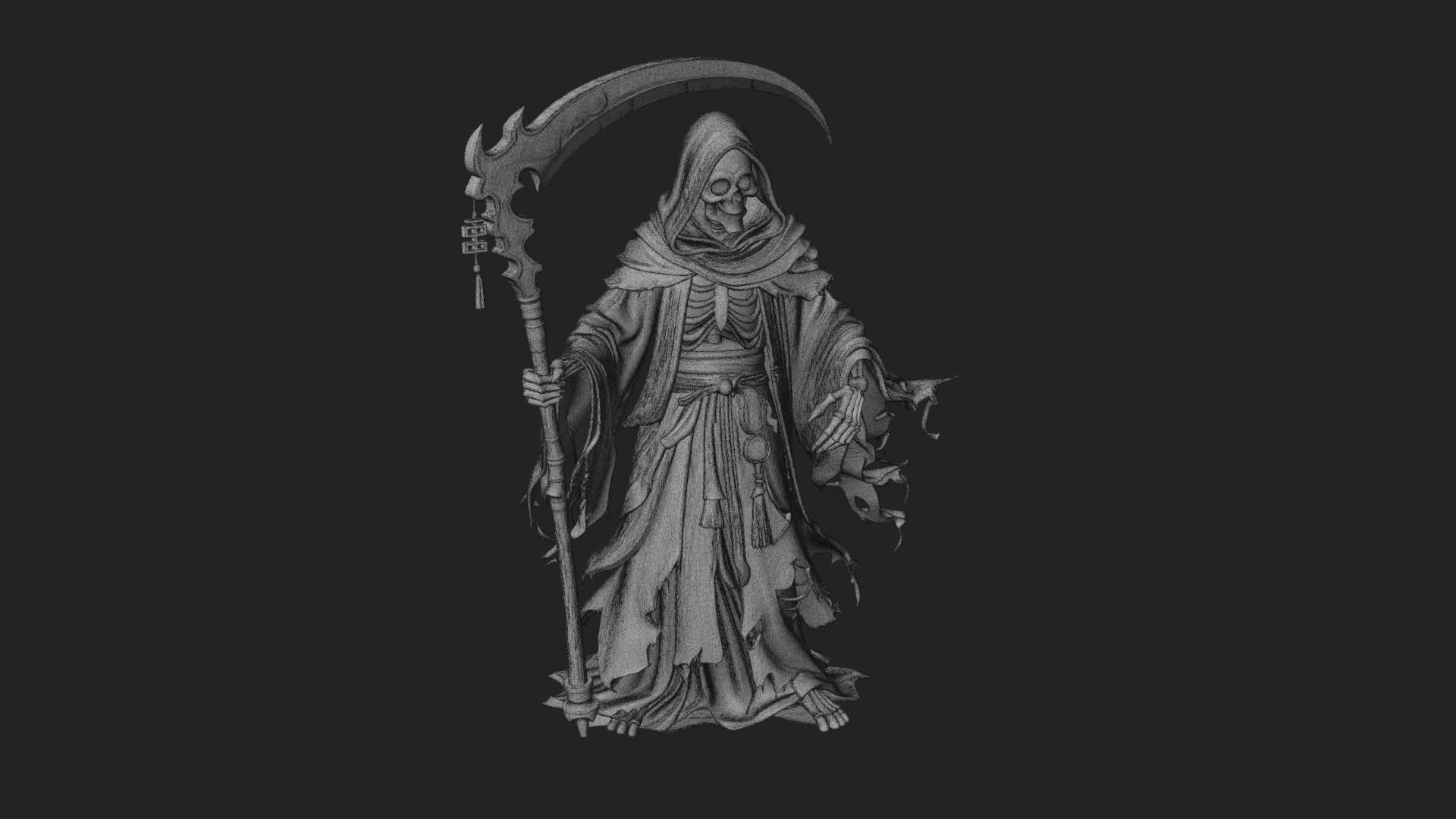 Hooded Skeleton Reaper Statue Design 29 3D Print Model 3D Model