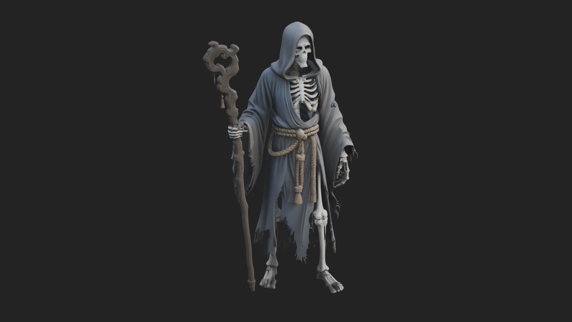 Hooded Skeleton Reaper Statue Design 30 3D Print Model 3D Model
