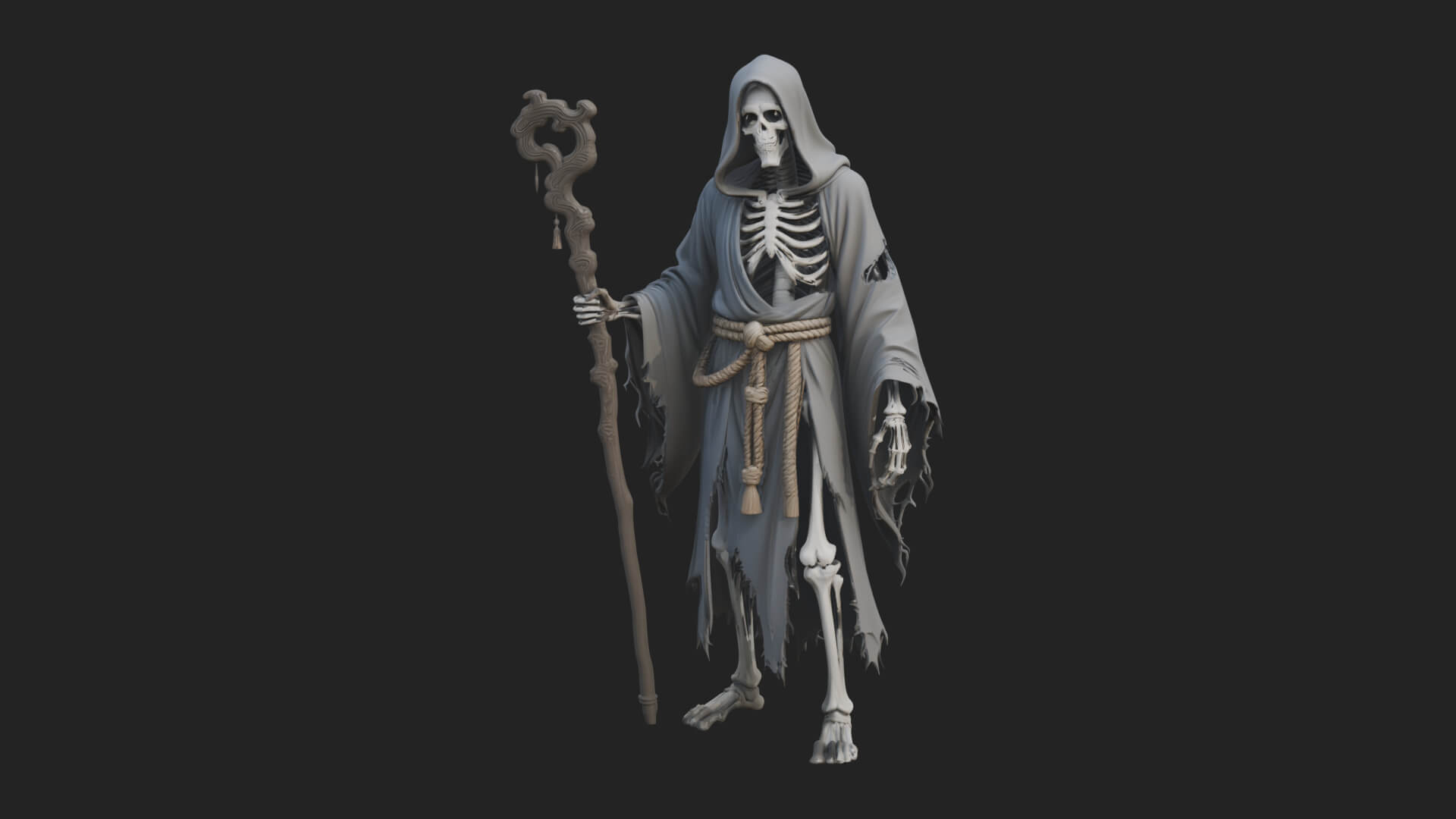 Hooded Skeleton Reaper Statue Design 30 3D Print Model 3D Model