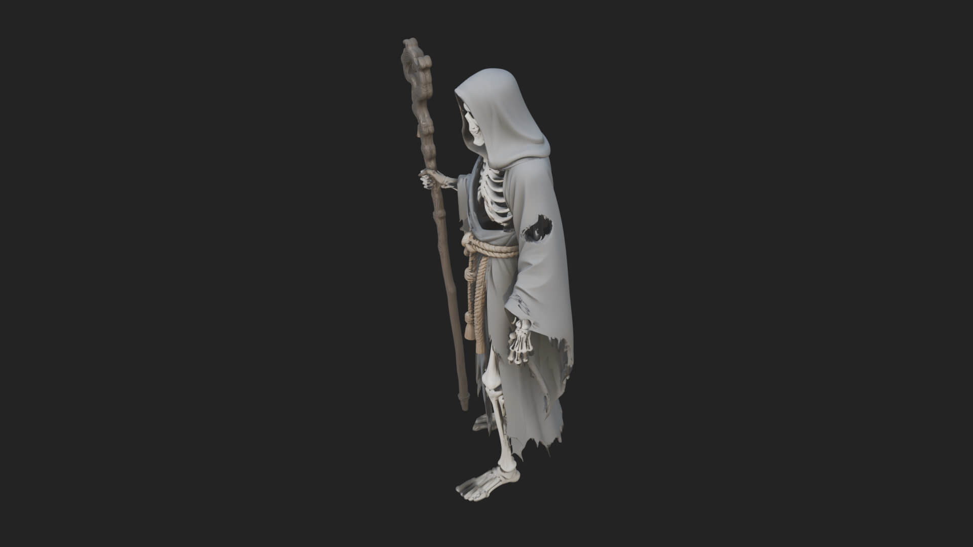 Hooded Skeleton Reaper Statue Design 30 3D Print Model 3D Model