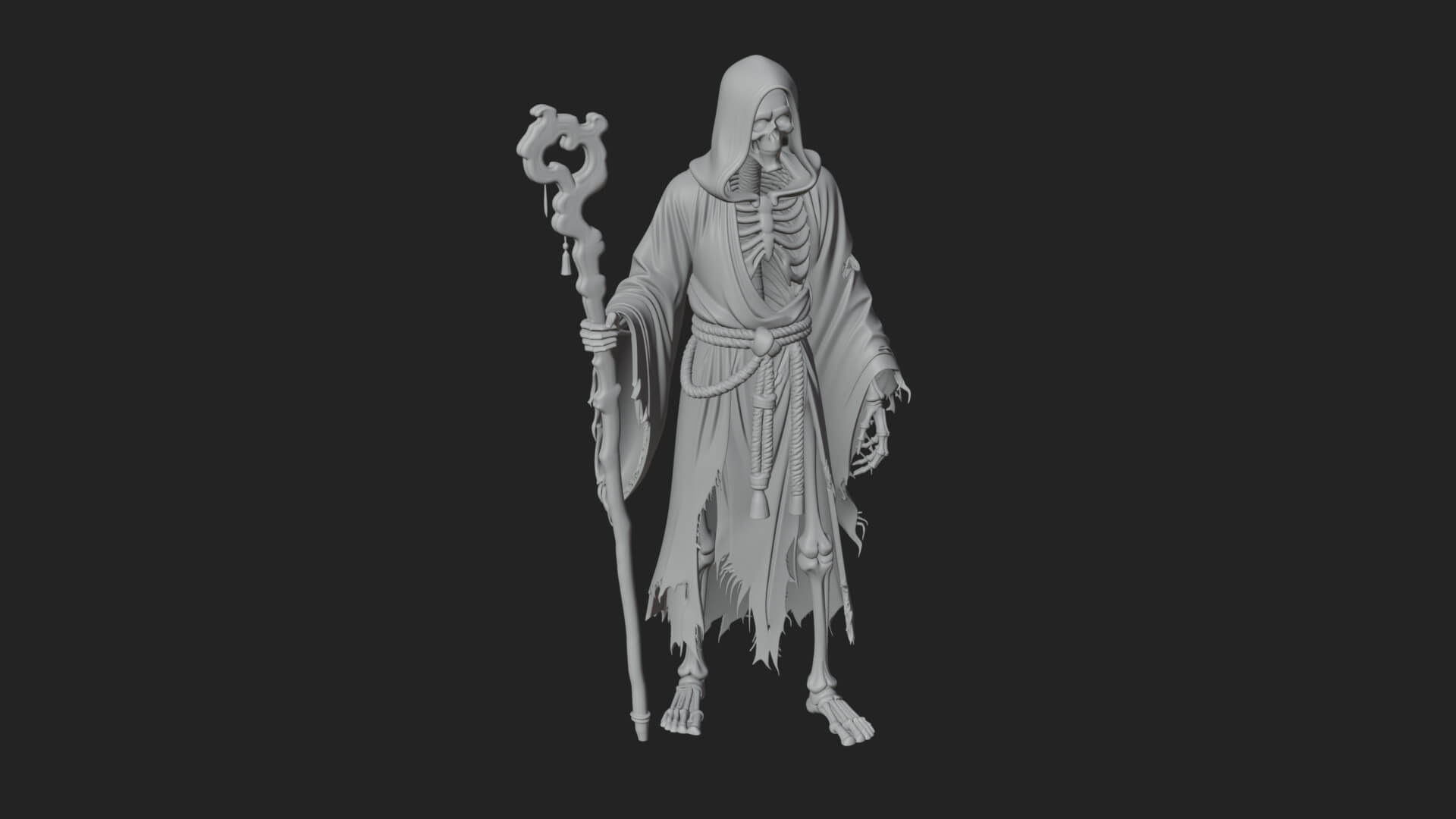 Hooded Skeleton Reaper Statue Design 30 3D Print Model 3D Model