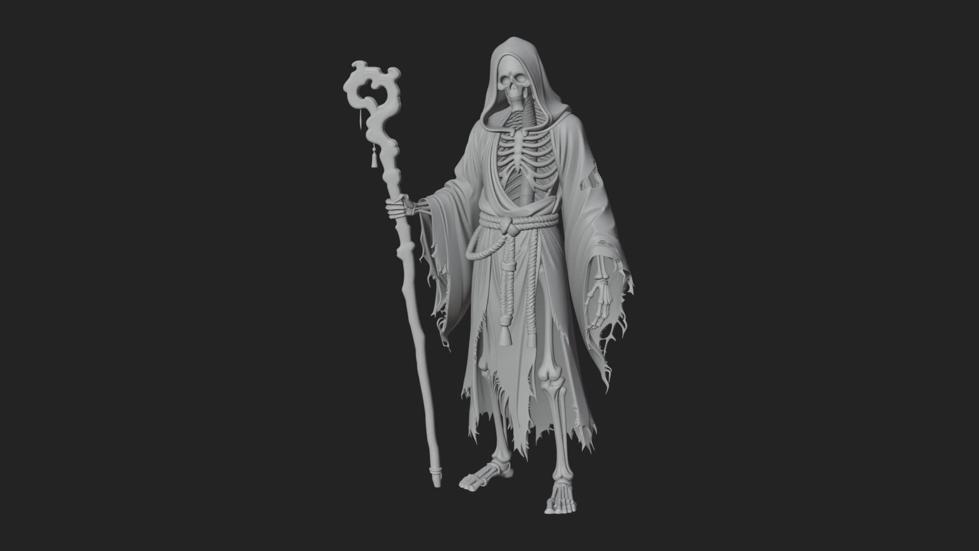 Hooded Skeleton Reaper Statue Design 30 3D Print Model 3D Model
