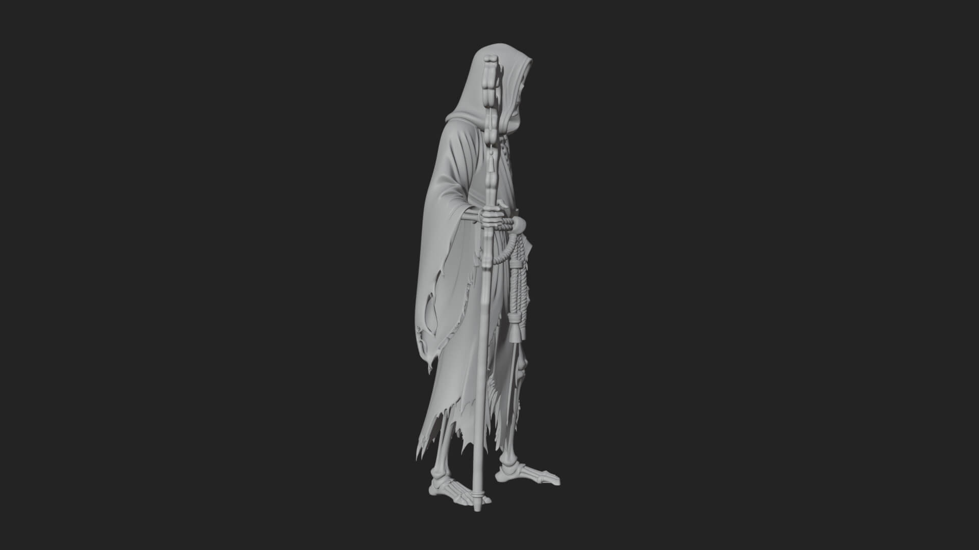 Hooded Skeleton Reaper Statue Design 30 3D Print Model 3D Model
