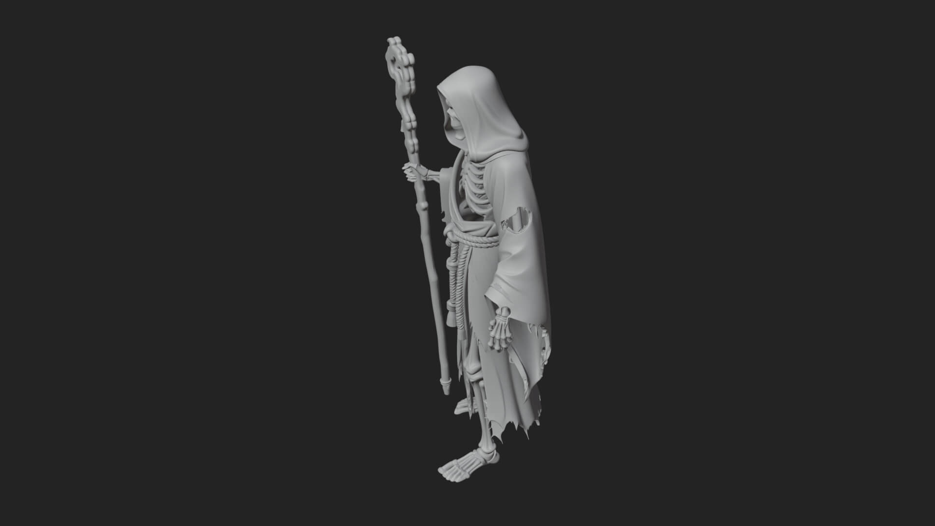 Hooded Skeleton Reaper Statue Design 30 3D Print Model 3D Model