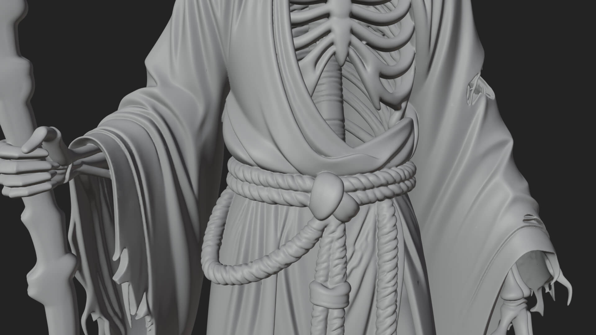 Hooded Skeleton Reaper Statue Design 30 3D Print Model 3D Model
