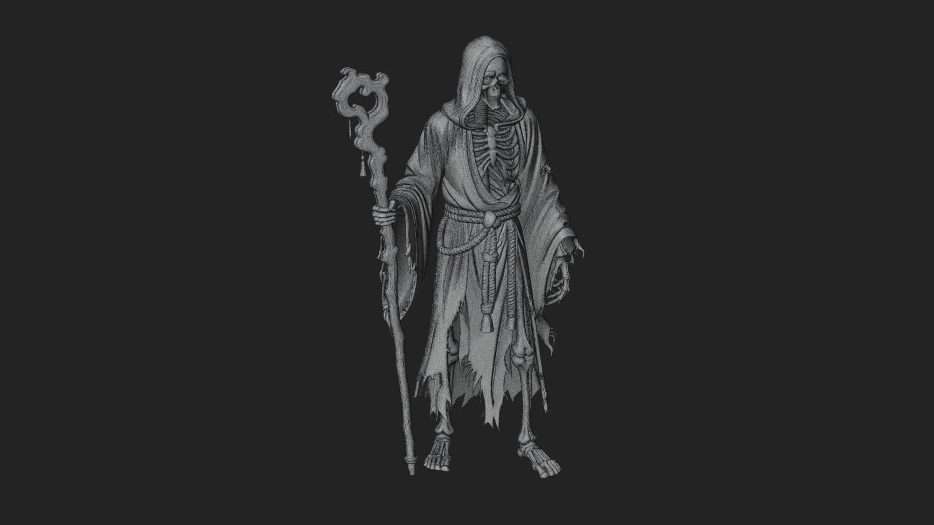 Hooded Skeleton Reaper Statue Design 30 3D Print Model 3D Model