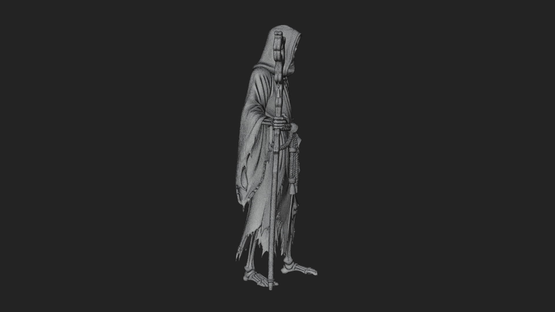 Hooded Skeleton Reaper Statue Design 30 3D Print Model 3D Model