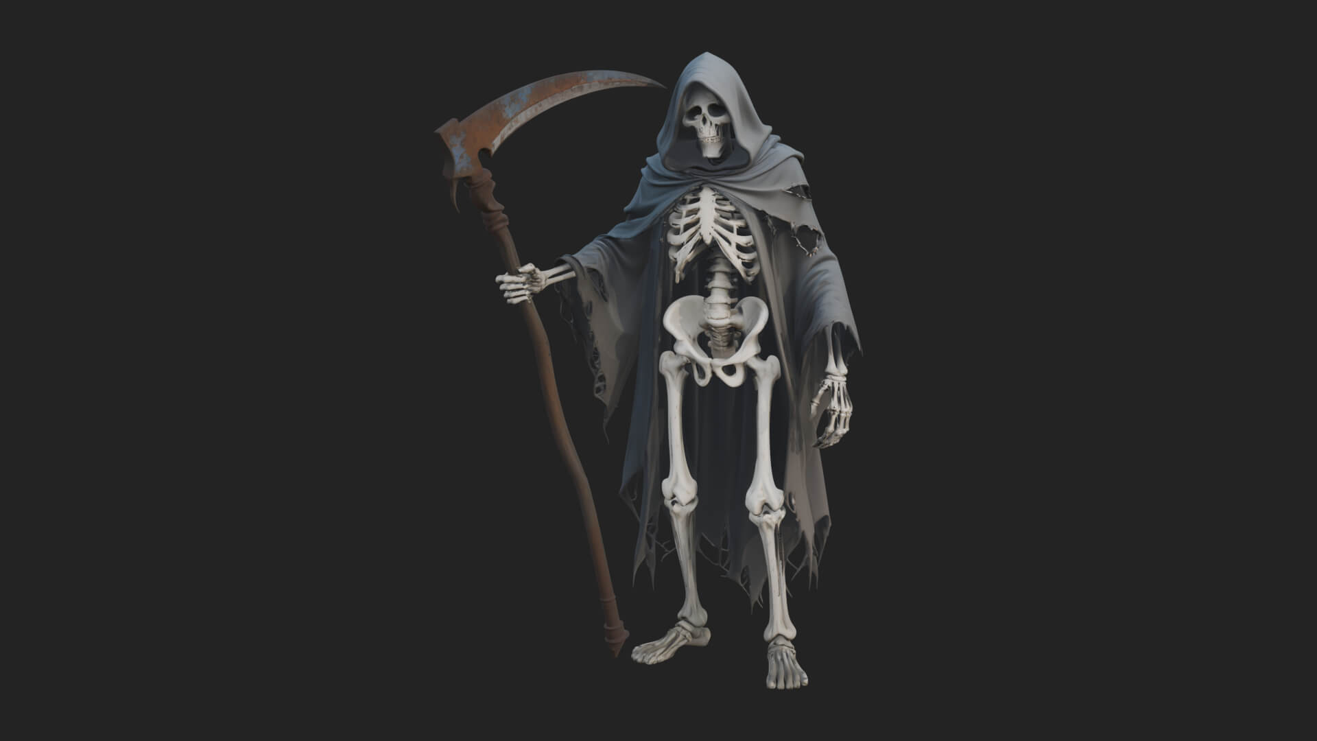 Hooded Skeleton Reaper Statue Design 31 3d Print Model 3D Model