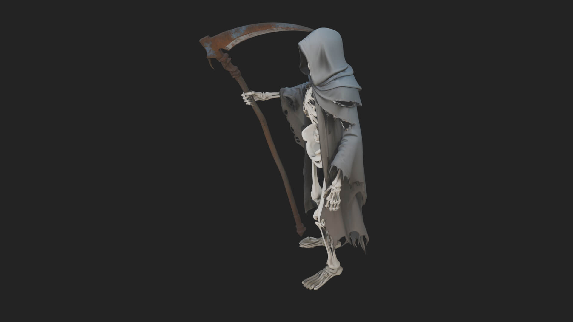 Hooded Skeleton Reaper Statue Design 31 3d Print Model 3D Model